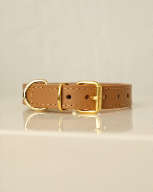 Nara Studded Camel Leather Collar