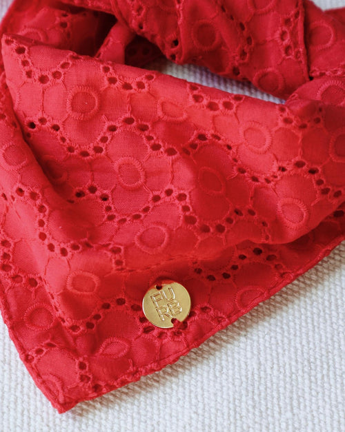 Only the Best Bandana in Red Eyelet