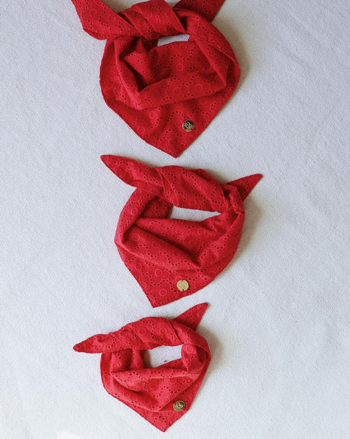 Only the Best Bandana in Red Eyelet