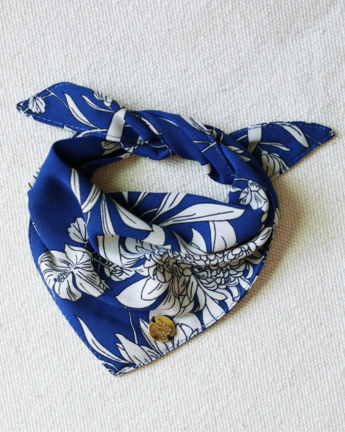 Only the Best Bandana in Blue + White Floral