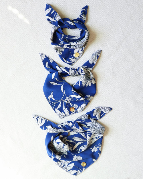 Only the Best Bandana in Blue + White Floral
