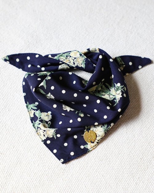 Only the Best Bandana in Navy Floral + Polka Dot