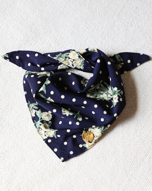 Only the Best Bandana in Navy Floral + Polka Dot
