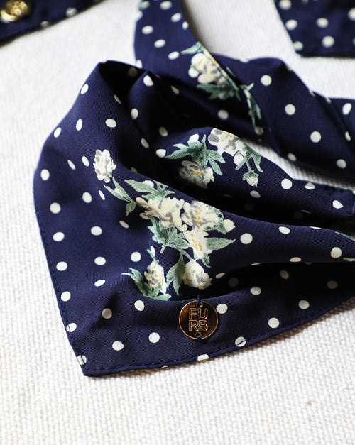 Only the Best Bandana in Navy Floral + Polka Dot