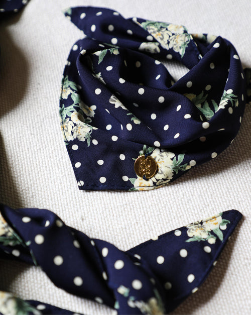 Only the Best Bandana in Navy Floral + Polka Dot