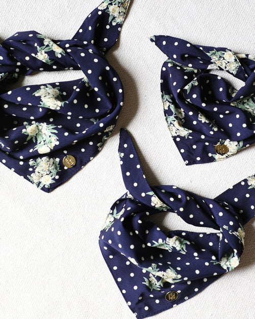Only the Best Bandana in Navy Floral + Polka Dot