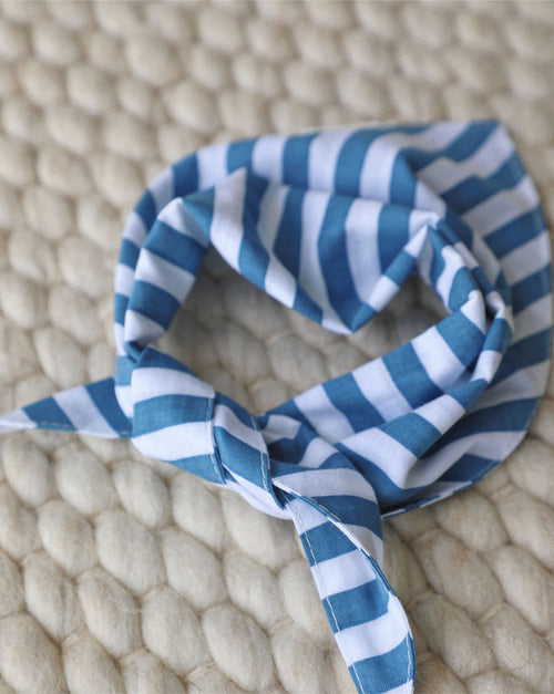 Dog outfit accessory with timeless blue stripe style