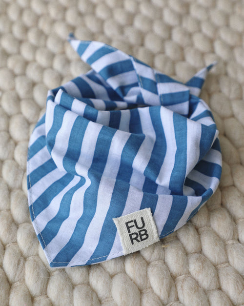 Coastal-inspired blue striped dog bandana for everyday wear