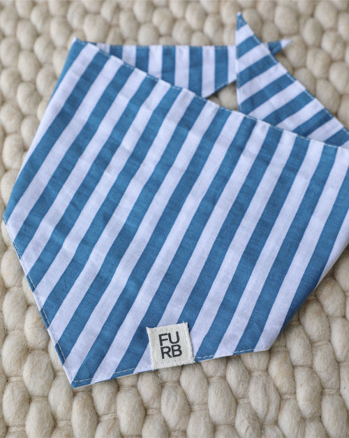 Nautical dog bandana with classic blue stripes