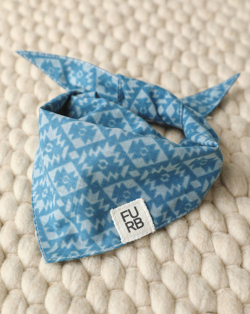 Denim blue dog bandana with western motifs – perfect for Dachshunds and small-breed dogs