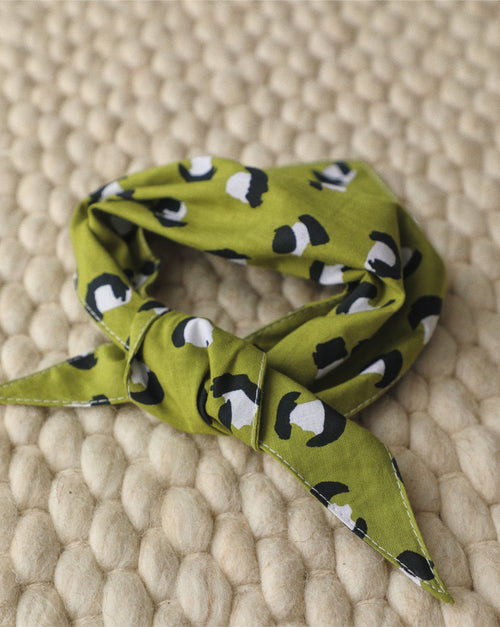 Stylish green leopard bandana for dogs – great for Boston Terriers or similar breeds