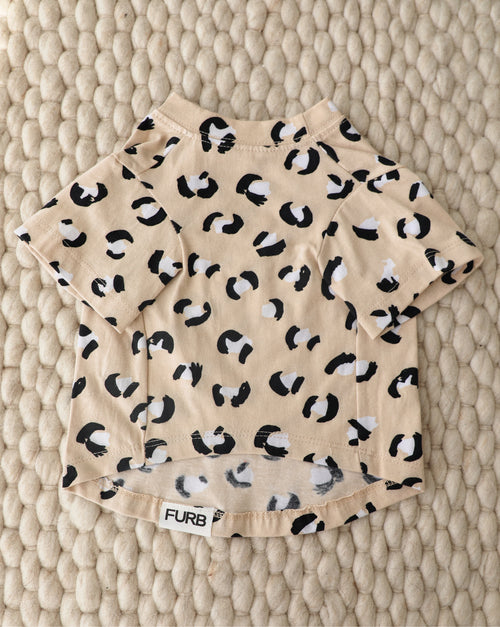 Playful wild print shirt for dogs who own the sidewalk