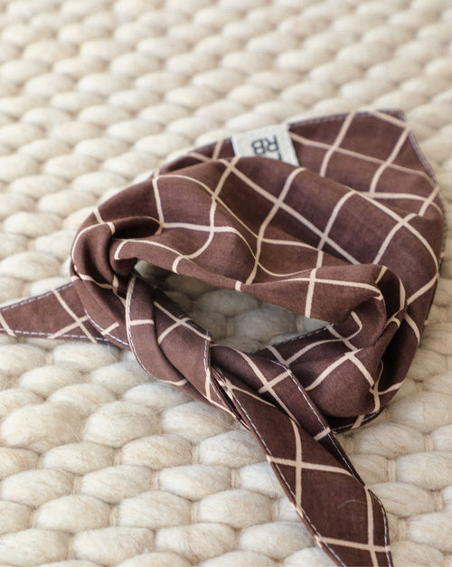 Chic and minimal dog bandana with brown modern plaid pattern