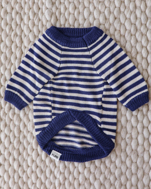 Like A Bandit Blue Striped Dog Sweater