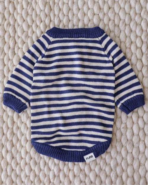 Like A Bandit Blue Striped Dog Sweater