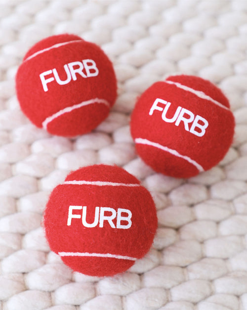 Durable red dog tennis ball for energetic fetch sessions.