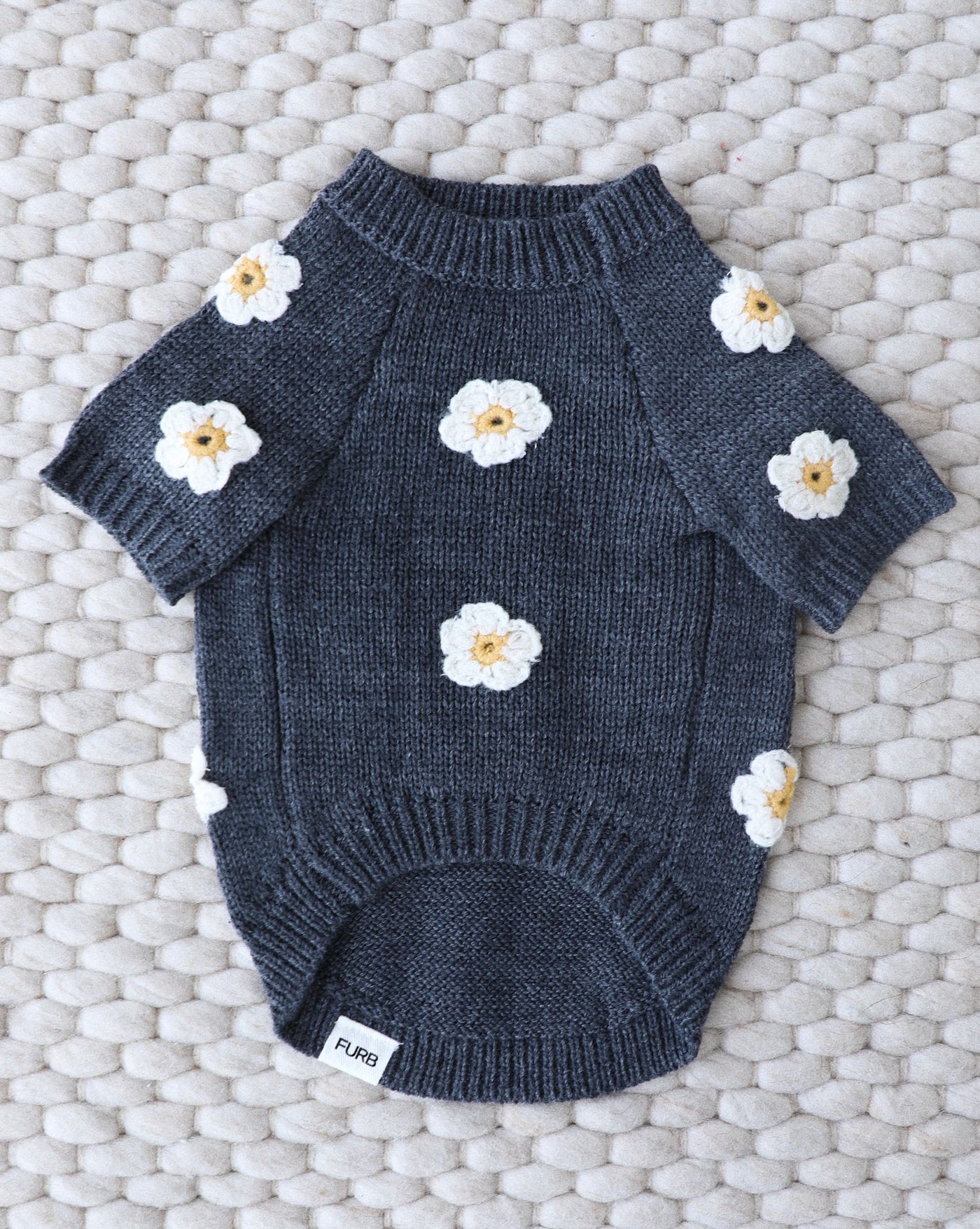 Petal Perfect Grey Daisy Dog Sweater