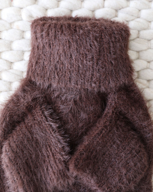 Bobbi Chocolate Eyelash Knit Dog Sweater