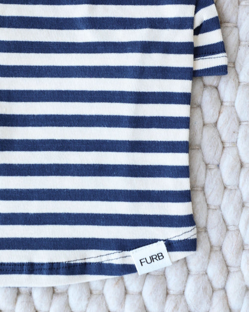 Playful Pooch Navy + Ivory Striped Dog T-Shirt