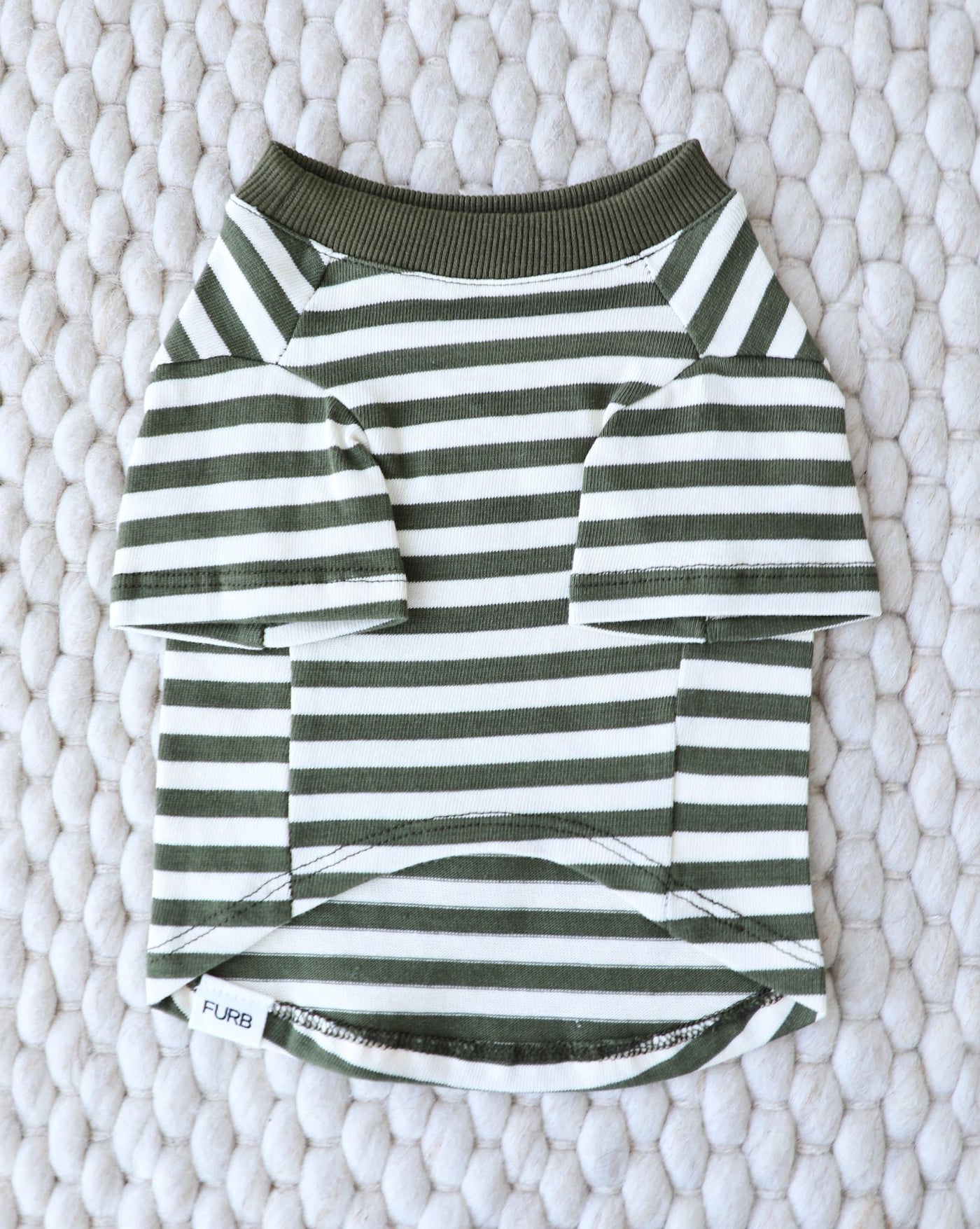 Playful Pooch Olive + Ivory Striped Dog T-Shirt