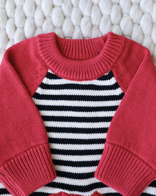 Bookworm Red Colorblock Sweater