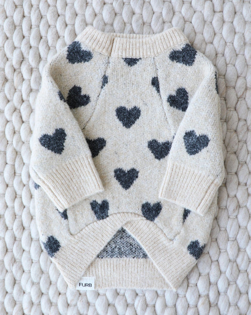 Lovebug Heart Print Crewneck Dog Sweater