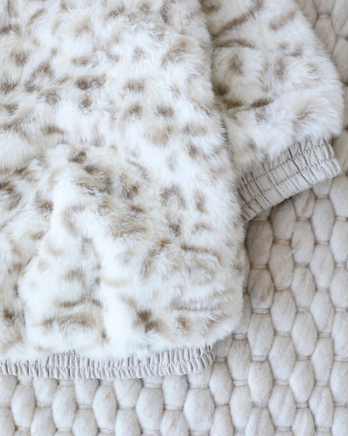 Broadway Snow Leopard Faux Fur Dog Jacket