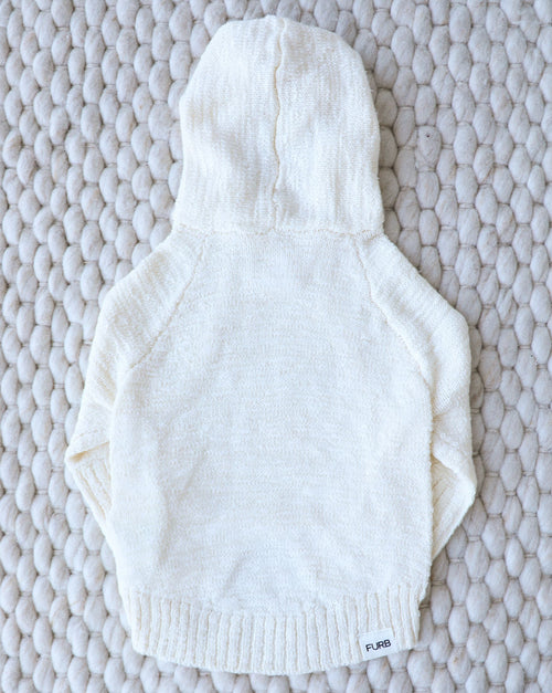 Bowie Ivory Slub Knit Hoodie