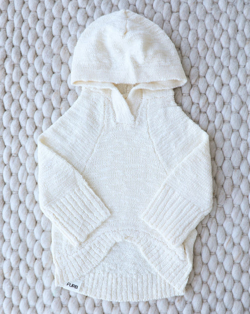 Bowie Ivory Slub Knit Hoodie