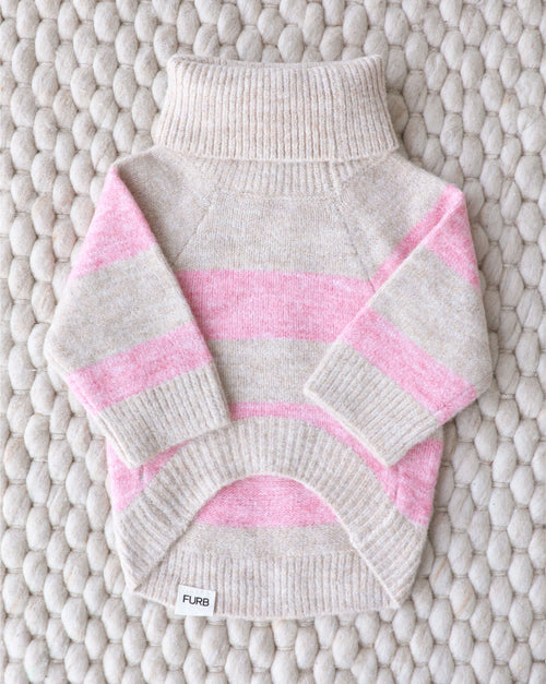 Finley Pink Striped Dog Sweater