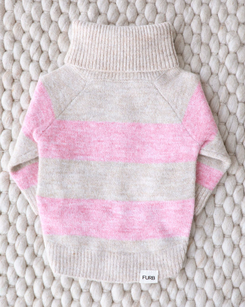 Finley Pink Striped Dog Sweater