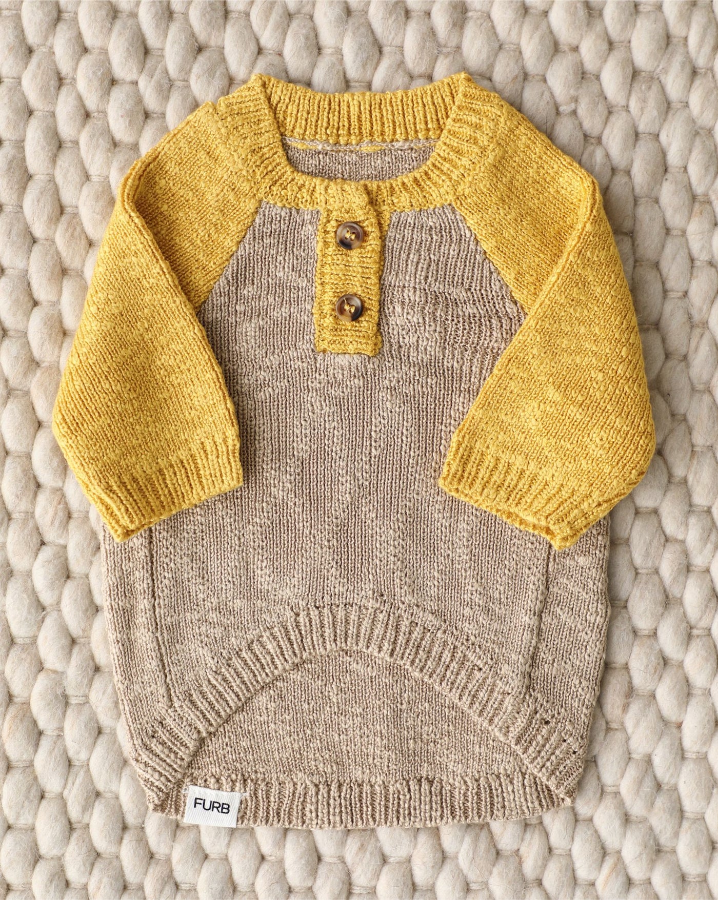 Golden Hour Tan + Mustard Henley Slub Sweater