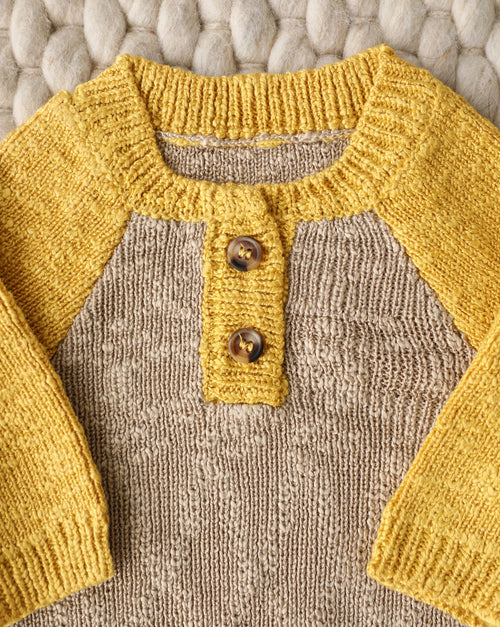 Golden Hour Tan + Mustard Henley Slub Sweater
