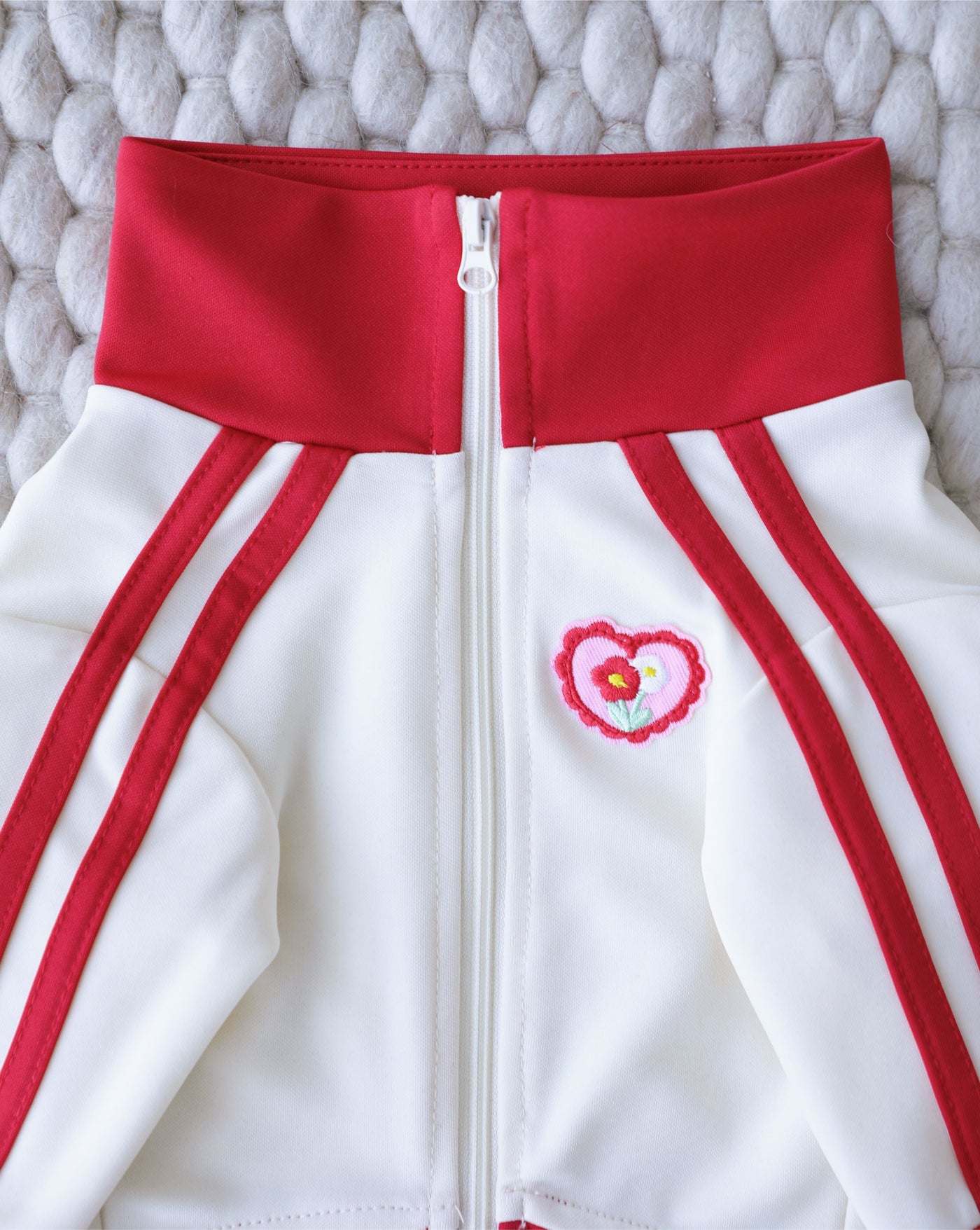 Team Captain Ivory + Red Track Jacket