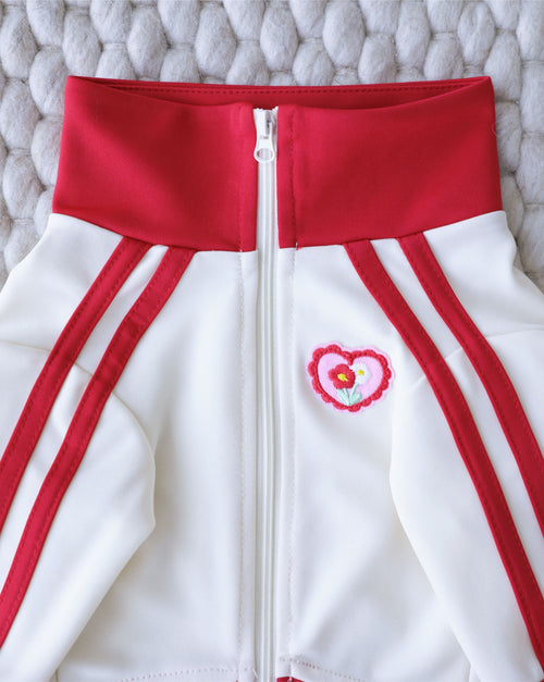 Team Captain Ivory + Red Track Jacket