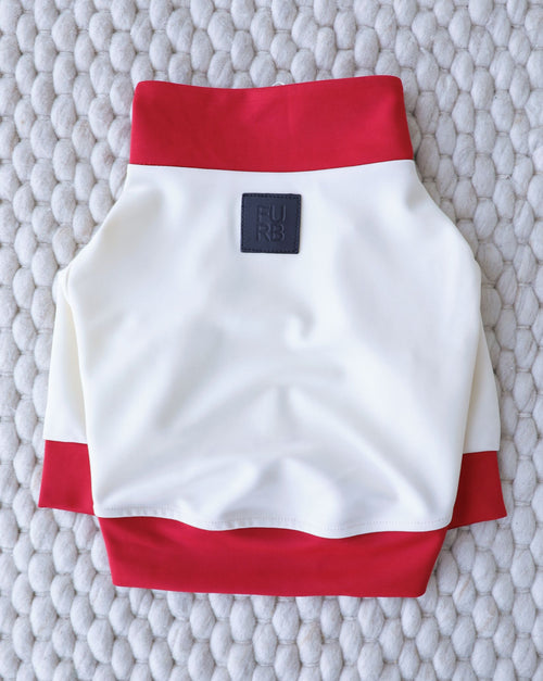 Team Captain Ivory + Red Track Jacket