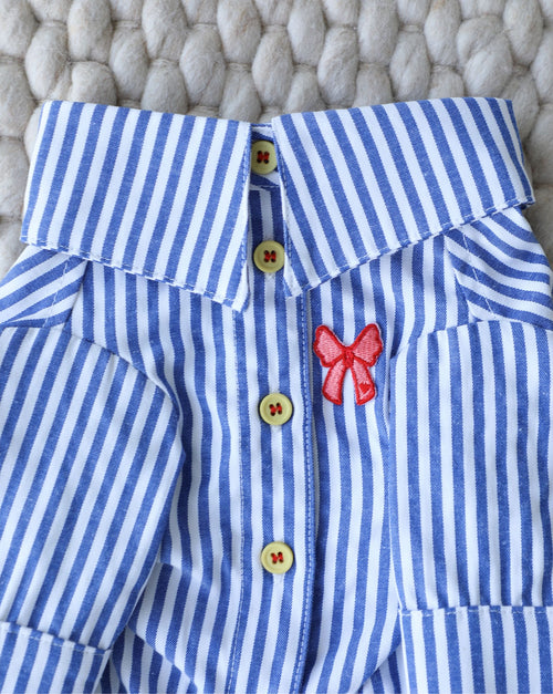 Nantucket Blue + White Striped Button Up