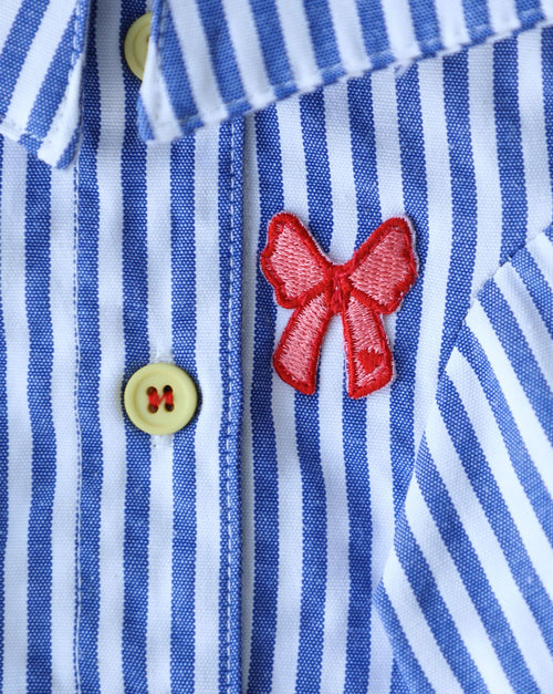 Nantucket Blue + White Striped Button Up