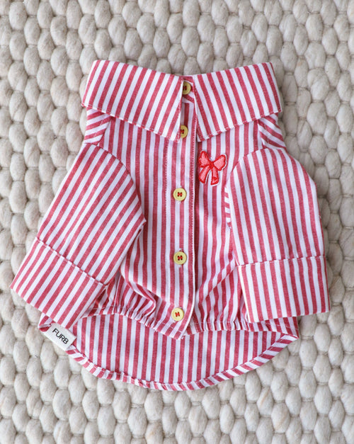 Nantucket Red + White Striped Button Up