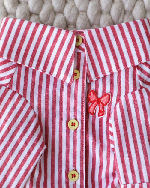 Nantucket Red + White Striped Button Up