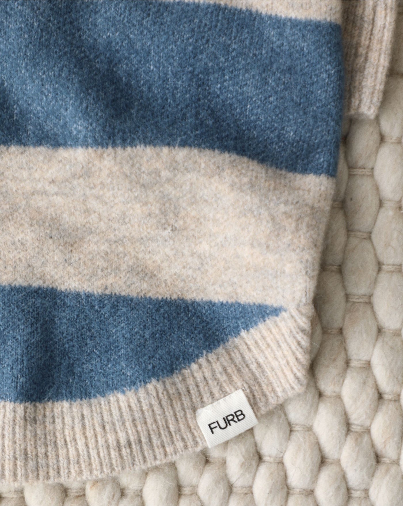 Prep School Pup Blue + Grey Striped Rugby Sweater