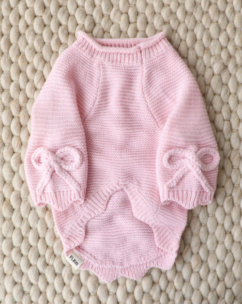 Lilah Pink Scalloped Detail Dog Sweater