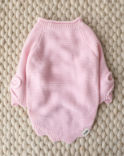 Lilah Pink Scalloped Detail Dog Sweater