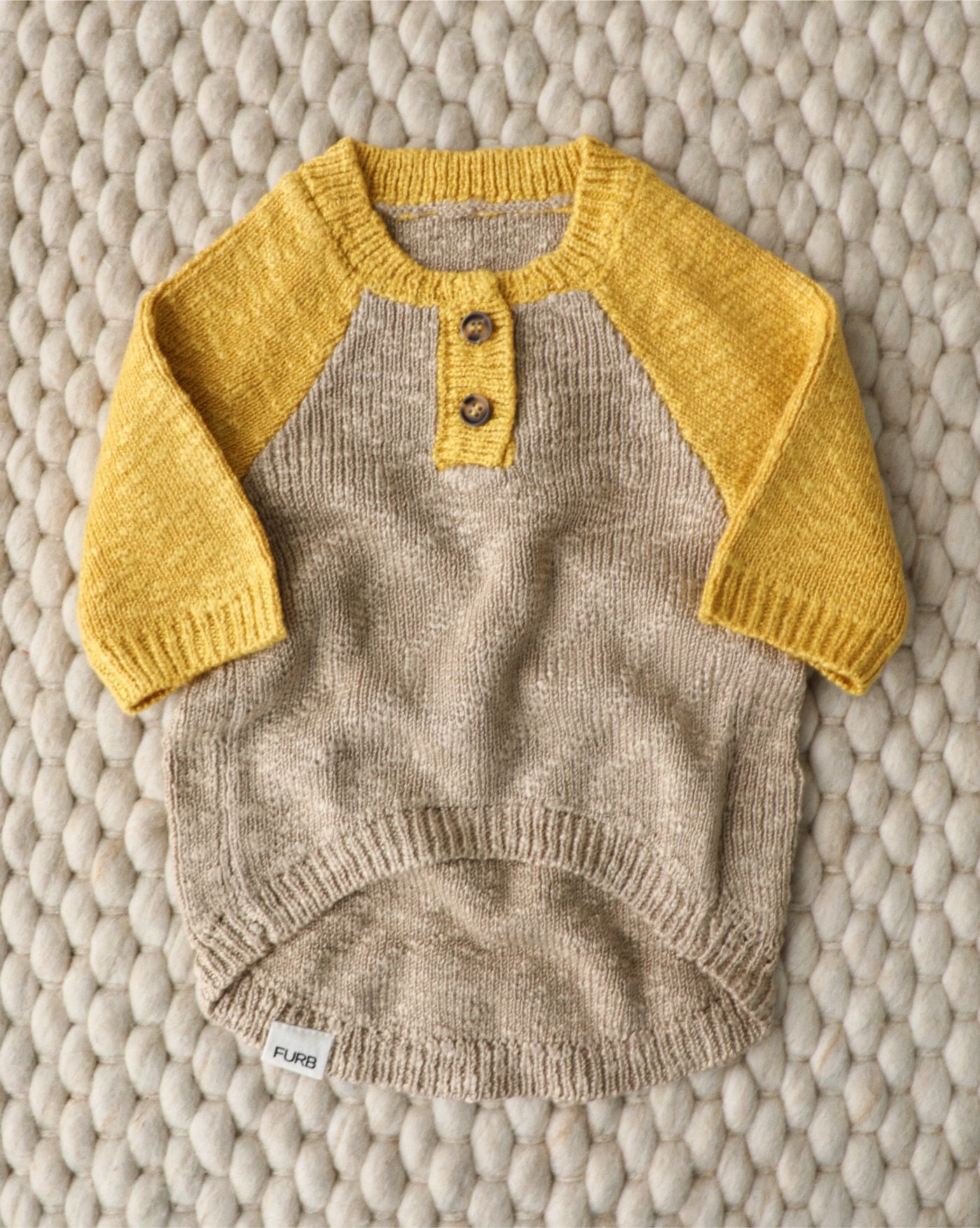 Golden Hour Tan + Mustard Henley Slub Sweater