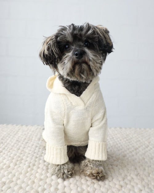 Bowie Ivory Slub Knit Hoodie