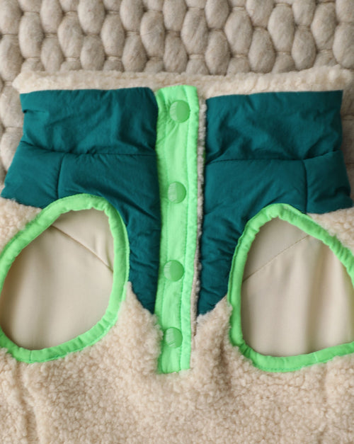 Cabin Critter Neon Green Sherpa Dog Vest