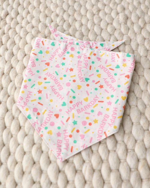 Happy Barkday Pink Dog Bandana