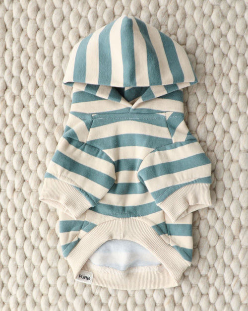 Remy Dusty Teal Stripe Dog Hoodie