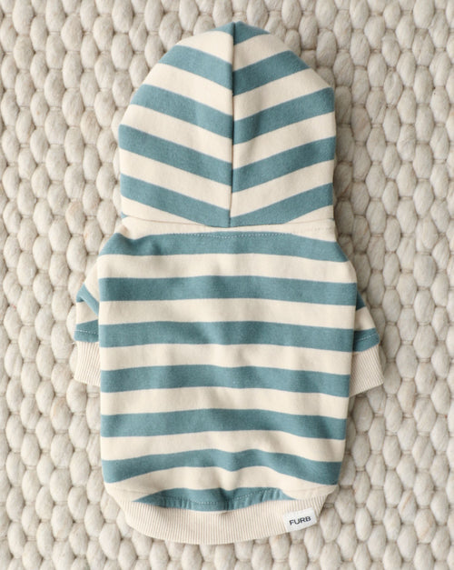 Remy Dusty Teal Stripe Dog Hoodie