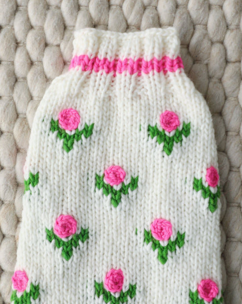 Fur-get Me Not Floral Knit Dog Sweater